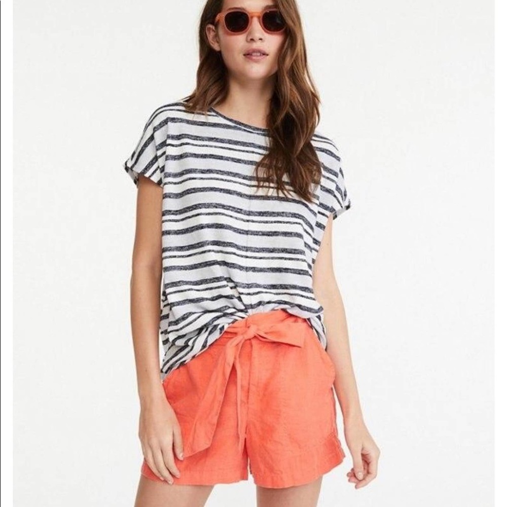 LOU & GREY For LOFT Tie Waist Linen Shorts size S